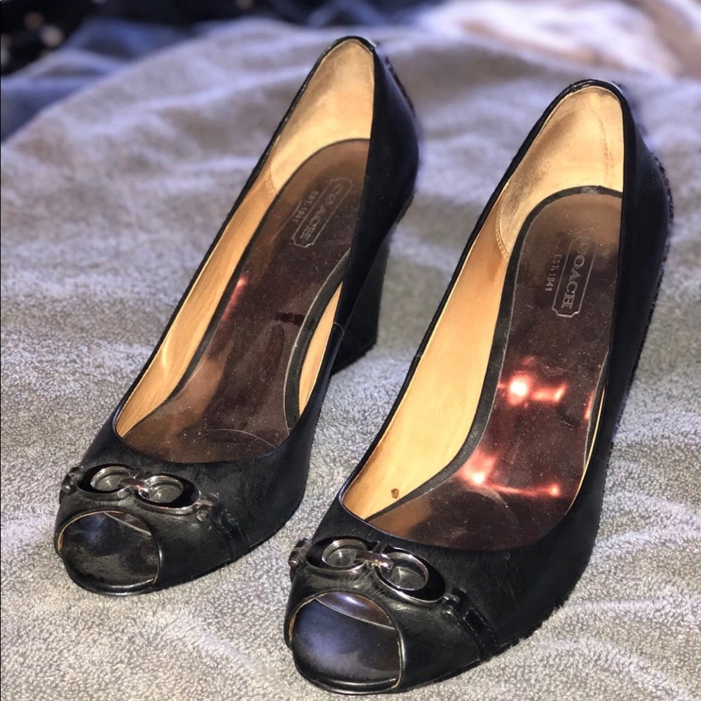 COACH Open Toe Wedges 9.5